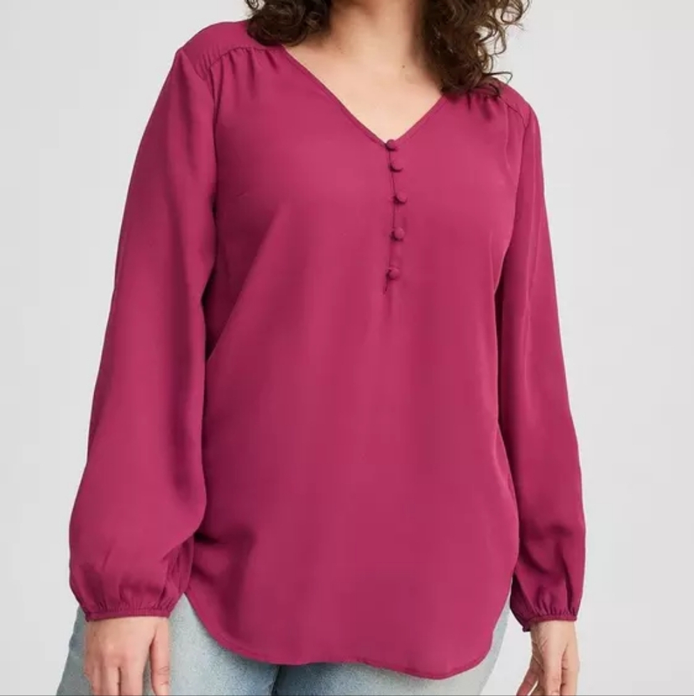NWT Torrid Magenta 3/4 Sleeve Blouse